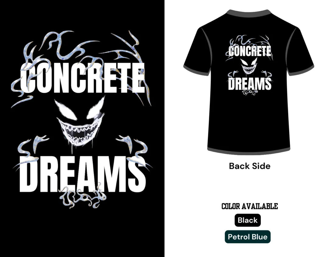 Concrete Dreams Design on Back side tshirt display