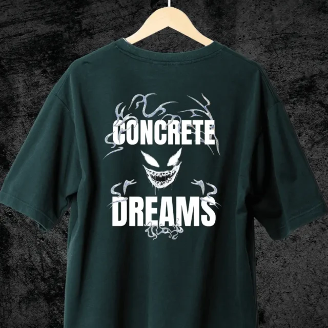 Concrete Dreams design Petrol Blue color in back side