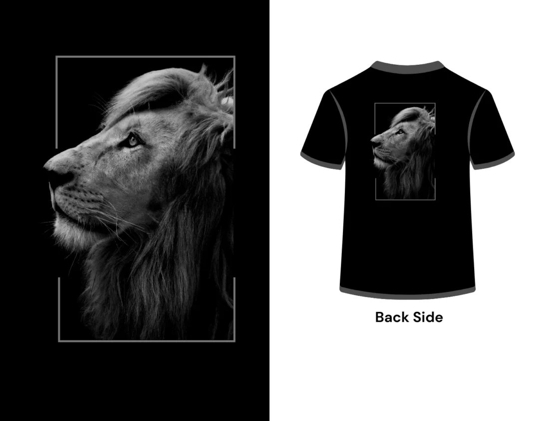 Lion Design on Back side tshirt display