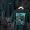 Stay wild wolf design Petrol Blue color in back front both side