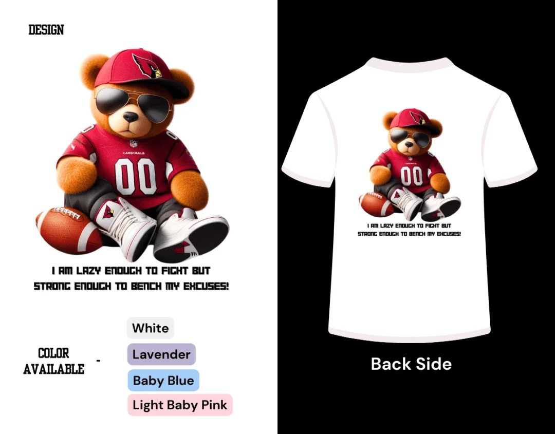 Teddy Bear Design on back side tshirt display