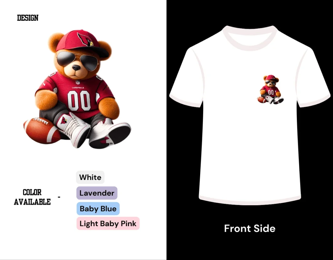 Teddy Bear Design on front side tshirt display