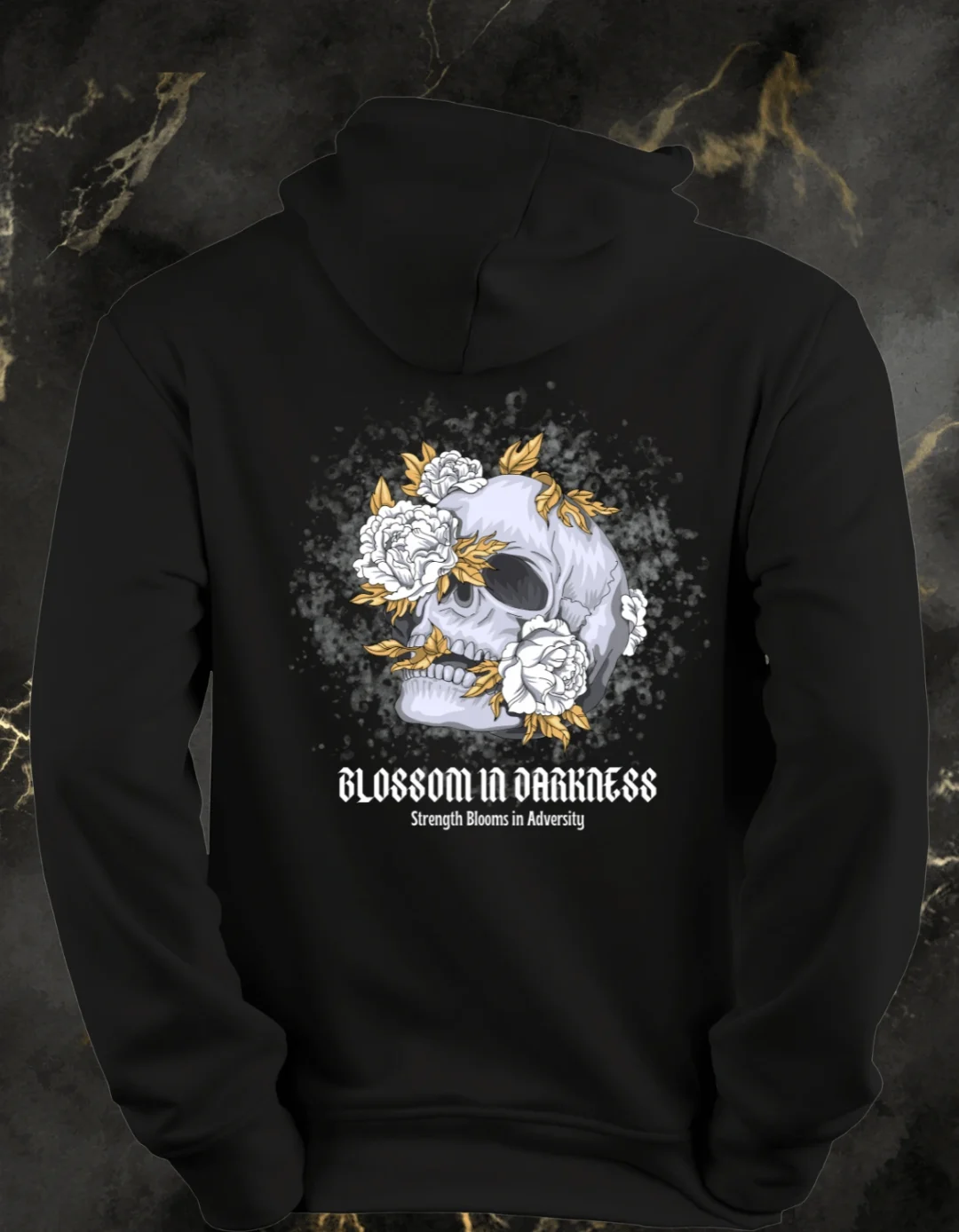 Black Back Skull Flower Hoodie