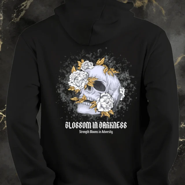 Black Back Skull Flower Hoodie