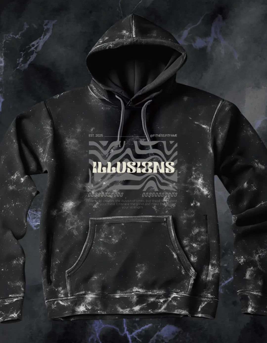 Illusion Design hoodie front side of black hoodie