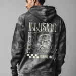 Illusion Design of hoodie back side of black hoodie