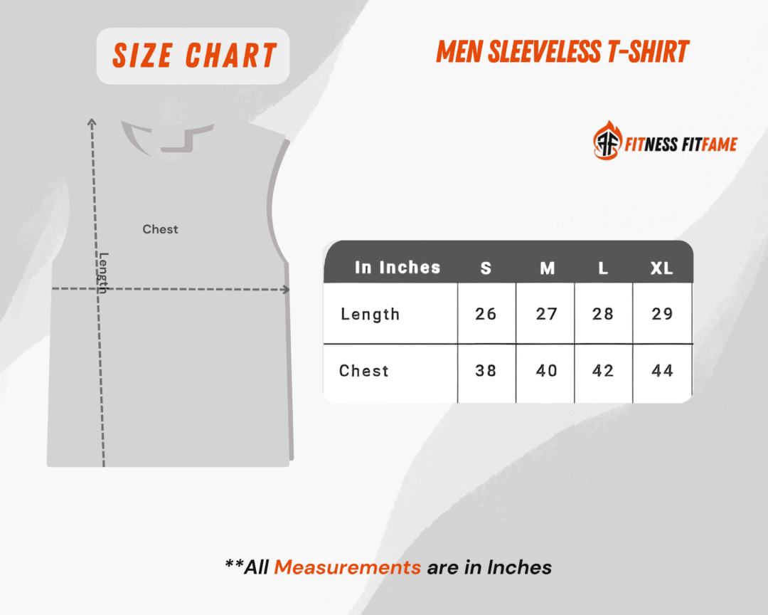 Size Chart of Sleeveless T-shirt